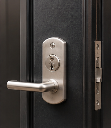 Residential door handle and lock hardware