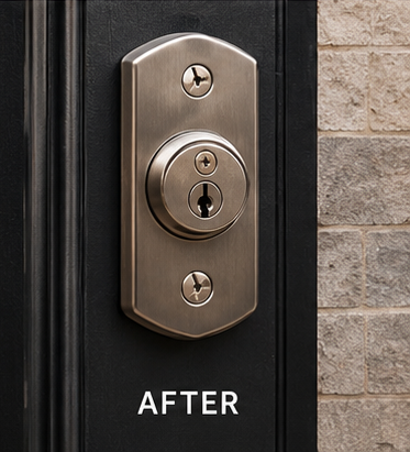 Commercial lock hardware after replacement